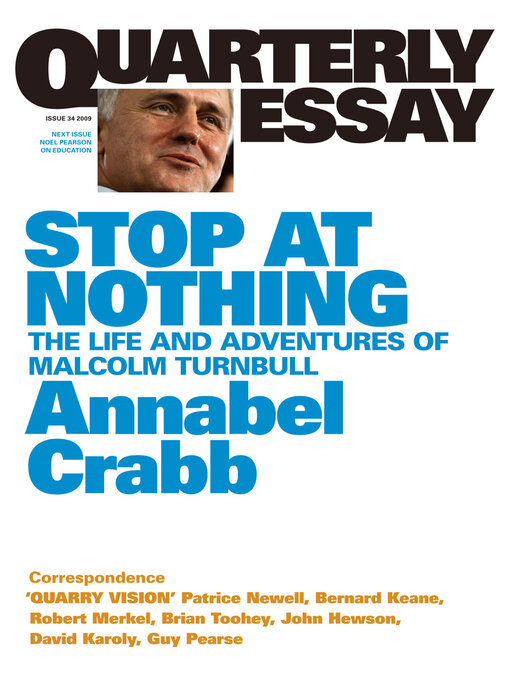 Title details for Quarterly Essay 34 Stop at Nothing by Annabel Crabb - Available